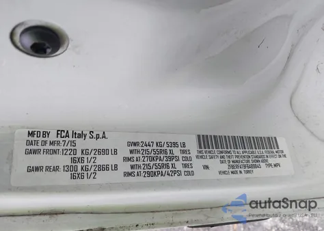 2015 Ram Promaster City Tradesman z USA, uszkodzony, nr VIN ZFBERFAT9F6A89845